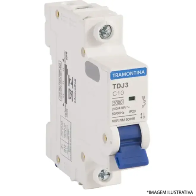 Disjuntor Unipolar TDJ3 10A DIN Curva C Tramontina